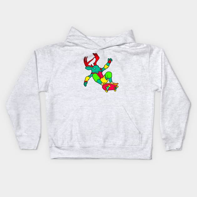 Skate Deer Kids Hoodie by Woah_Jonny